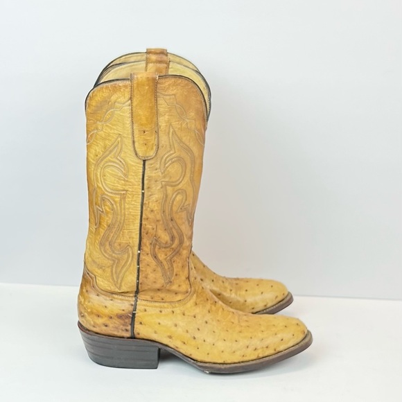Crown Boot Company Mens Size 8 Tan Ostrich Western Boots - Picture 3 of 10